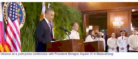 Obama at the joint press conference with President Benigno Aquino III in Malacaang