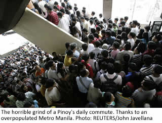 The horrible grind of a Pinoy's daily commute. Thanks to an overpopulated Metro Manila