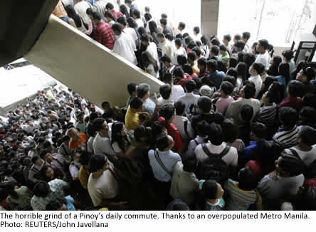 The horrible grind of a Pinoy's daily commute. Thanks to an overpopulated Metro Manila