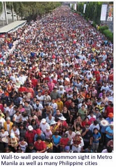 Wall-to-wall people a common site in Metro Manila and many Philippine cities