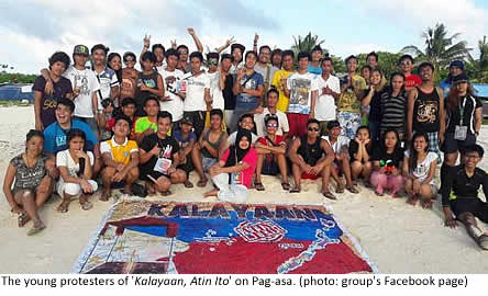 The young protesters of 'Kalayaan, Atin Ito' on Pag-asa. (photo from the group's Facebook page)