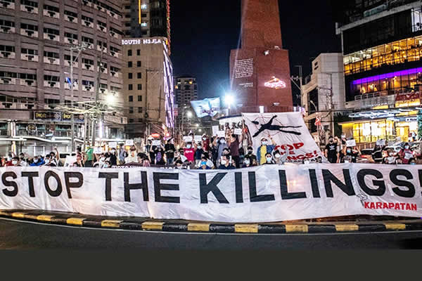 A demonstration to stop extrajudicial killings. Photo: Karapatan/Lucky Dela Rosa/Philippine Collegian