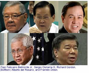 (Top) Feliciano Belmonte Jr., Sergio Osmena III, Richard Gordon. (Botttom) Alberto del Rosario, and Franklin Drilon